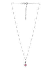 Pink CZ Drop Necklace For Women