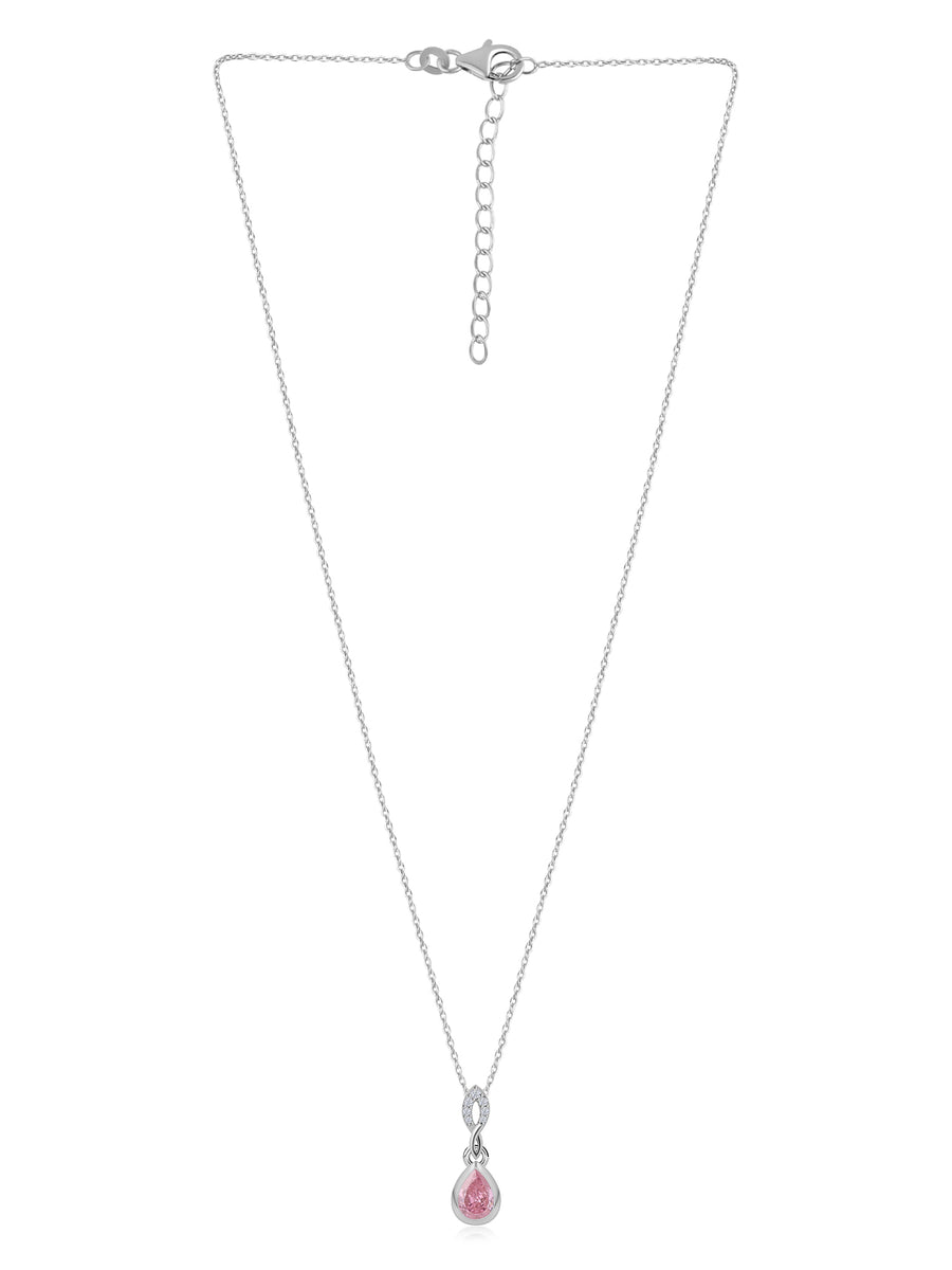 Pink CZ Drop Necklace For Women