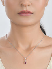Red Ruby Drop Necklace For Women