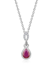 Red Ruby Drop Necklace For Women