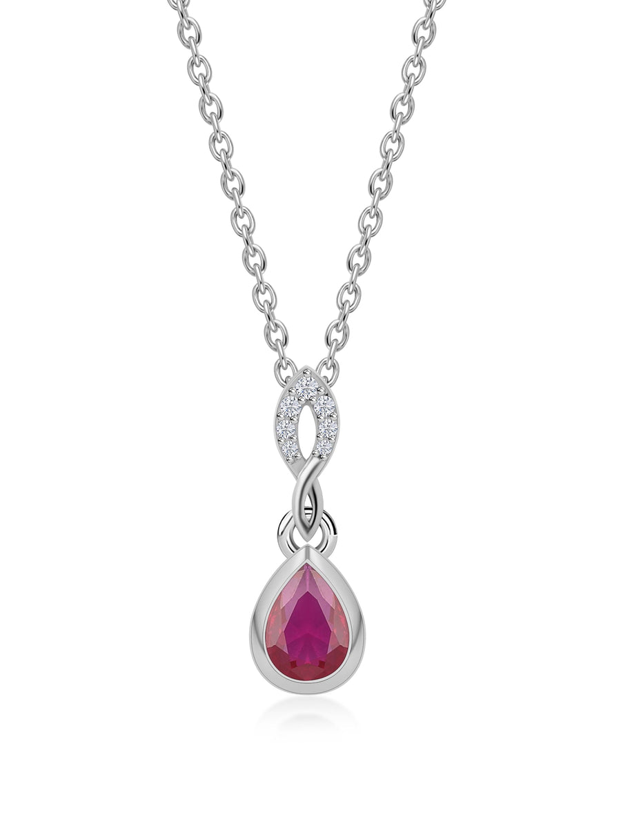 Red Ruby Drop Necklace For Women