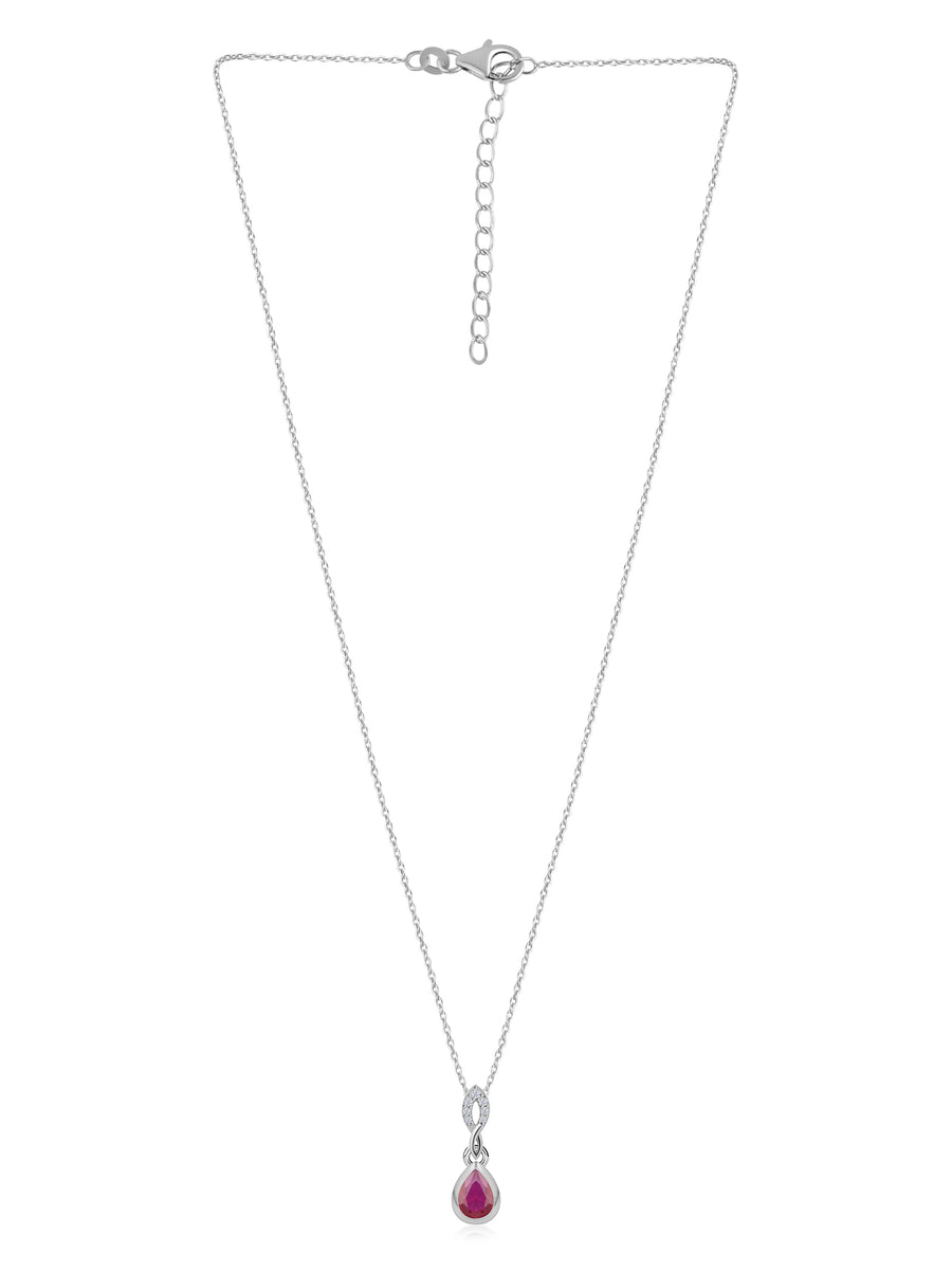 Red Ruby Drop Necklace For Women