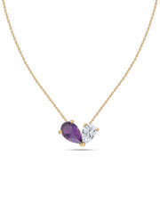 Natural Amethyst Pear Toi Et Moi Gold Necklace