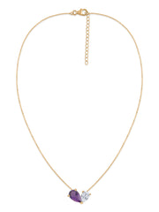 Natural Amethyst Pear Toi Et Moi Gold Necklace