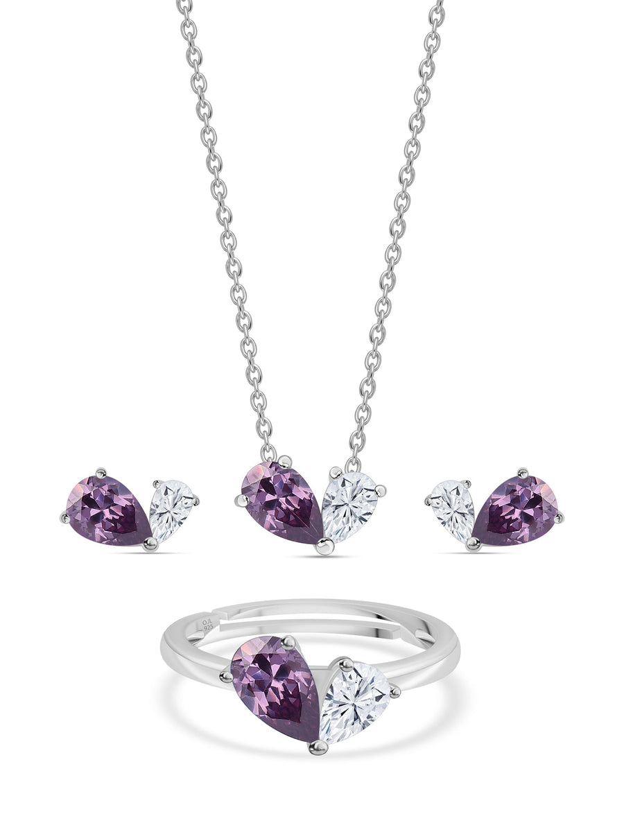 Purple Toi Et Moi Jewellery Set For Women