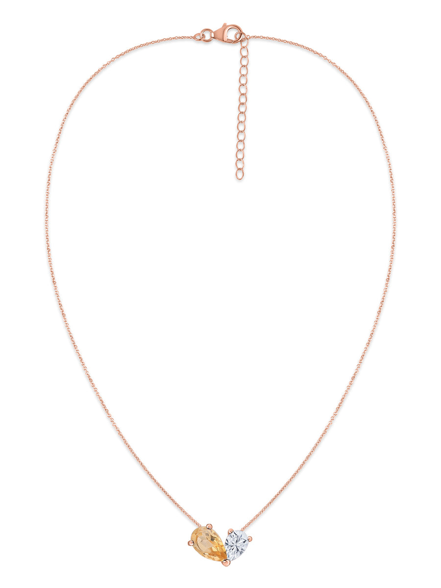 Citrine Pear Toi Et Moi Gold Necklace