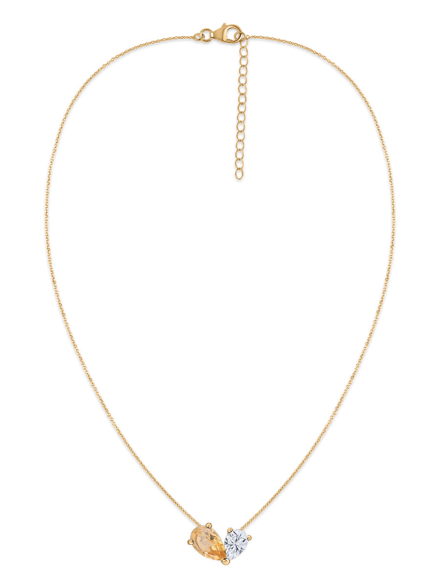 Citrine Pear Toi Et Moi Gold Necklace