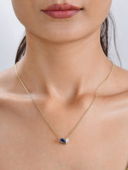 Natural Blue Sapphire Toi Et Moi Gold Necklace