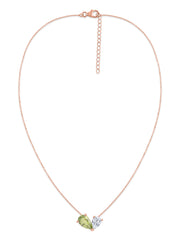 Natural Peridot Pear Toi Et Moi Gold Necklace