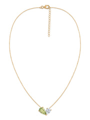 Natural Peridot Pear Toi Et Moi Gold Necklace