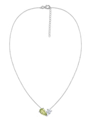 Natural Peridot Pear Toi Et Moi Gold Necklace