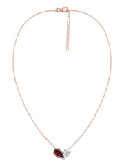 Natural Red Garnet Pear Toi Et Moi Gold Necklace
