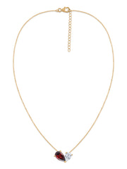 Natural Red Garnet Pear Toi Et Moi Gold Necklace
