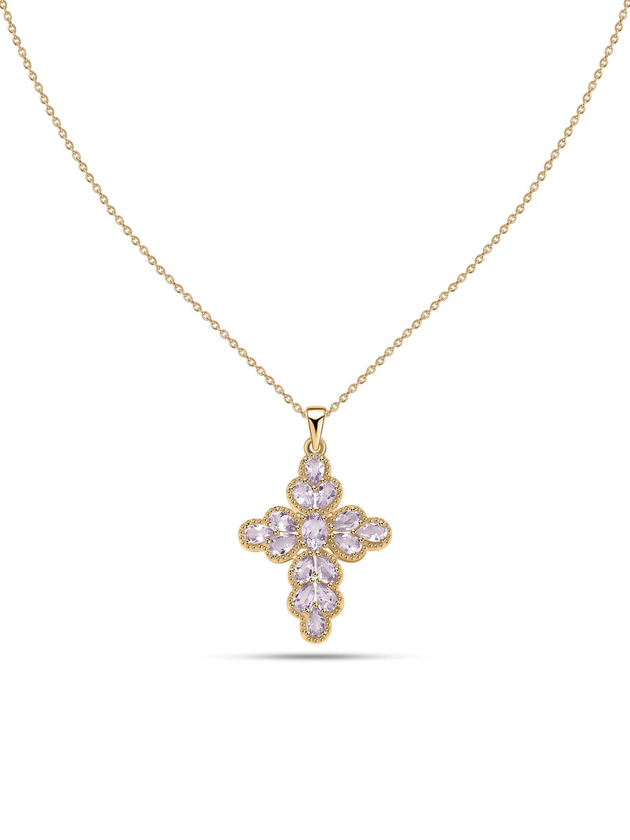 Lavender Grace Amethyst Silver Cross Pendant