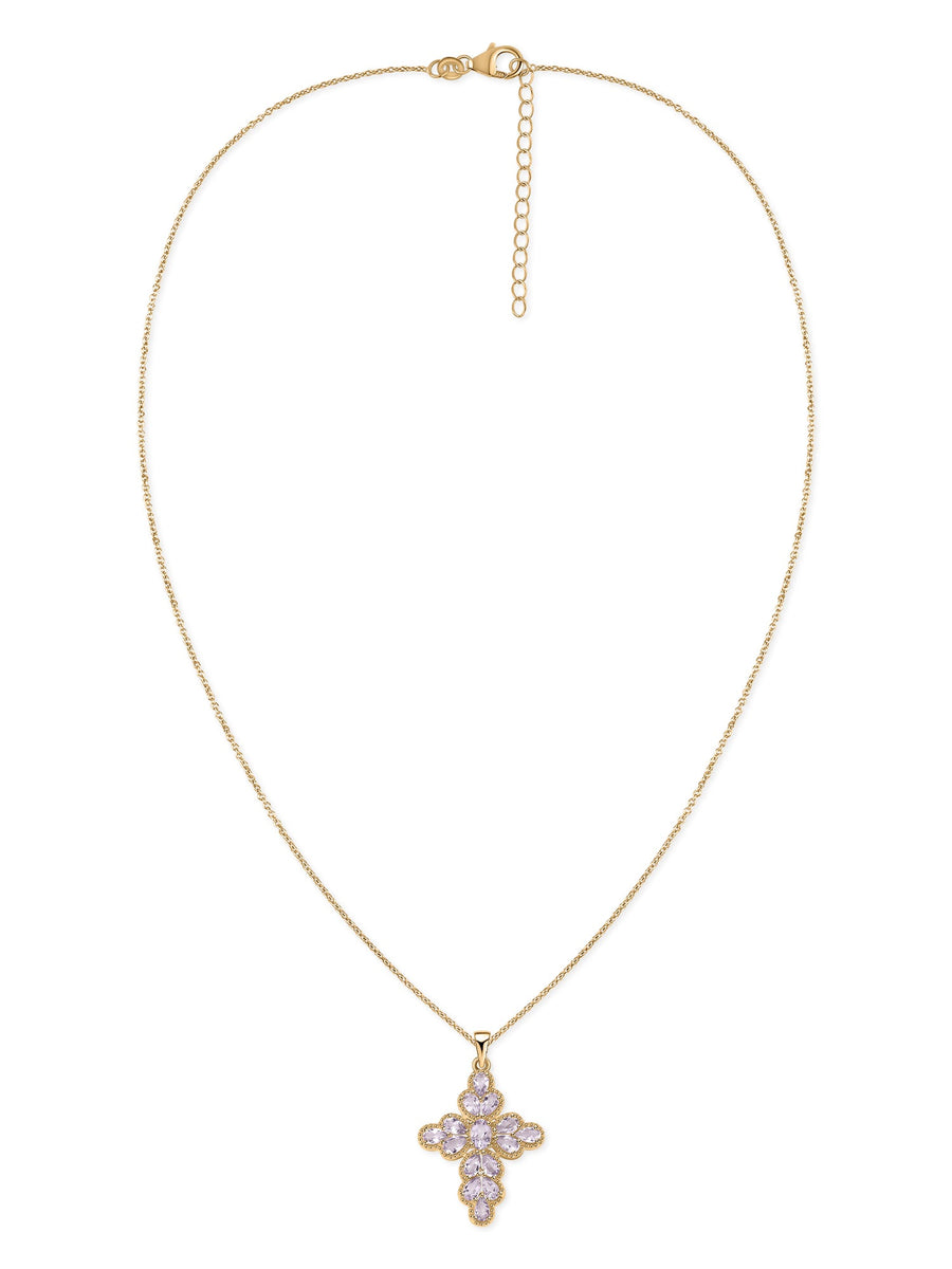 Lavender Grace Amethyst Silver Cross Pendant