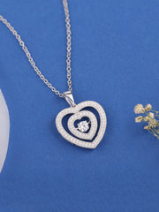 Elegant Heart Halo Diamond Necklace