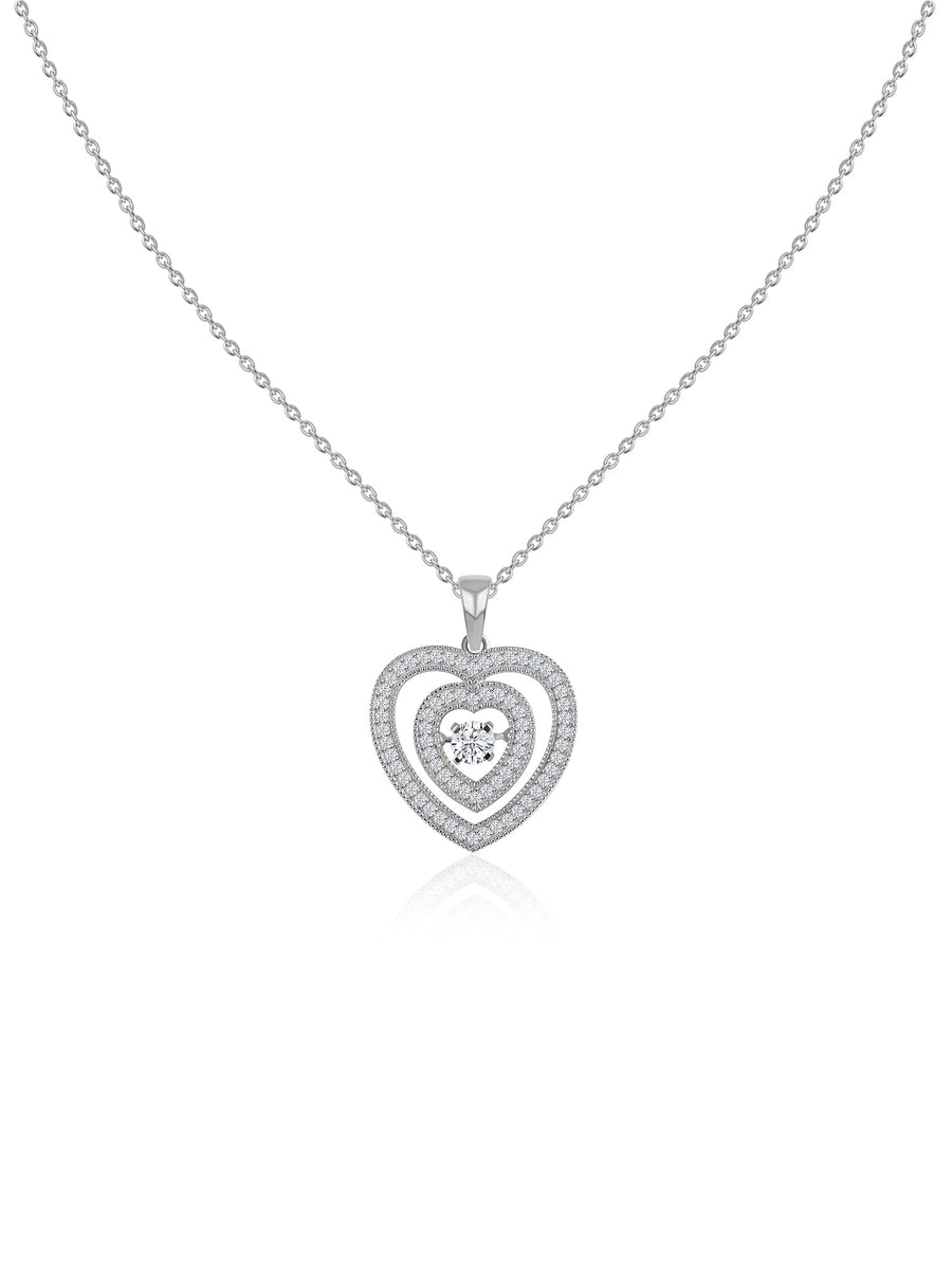 Elegant Heart Halo Diamond Necklace