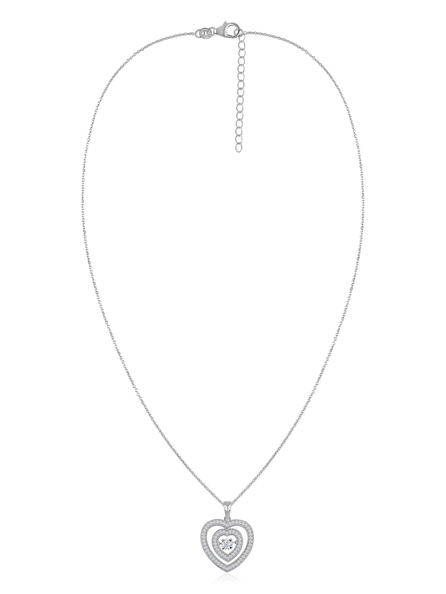 Elegant Heart Halo Diamond Necklace