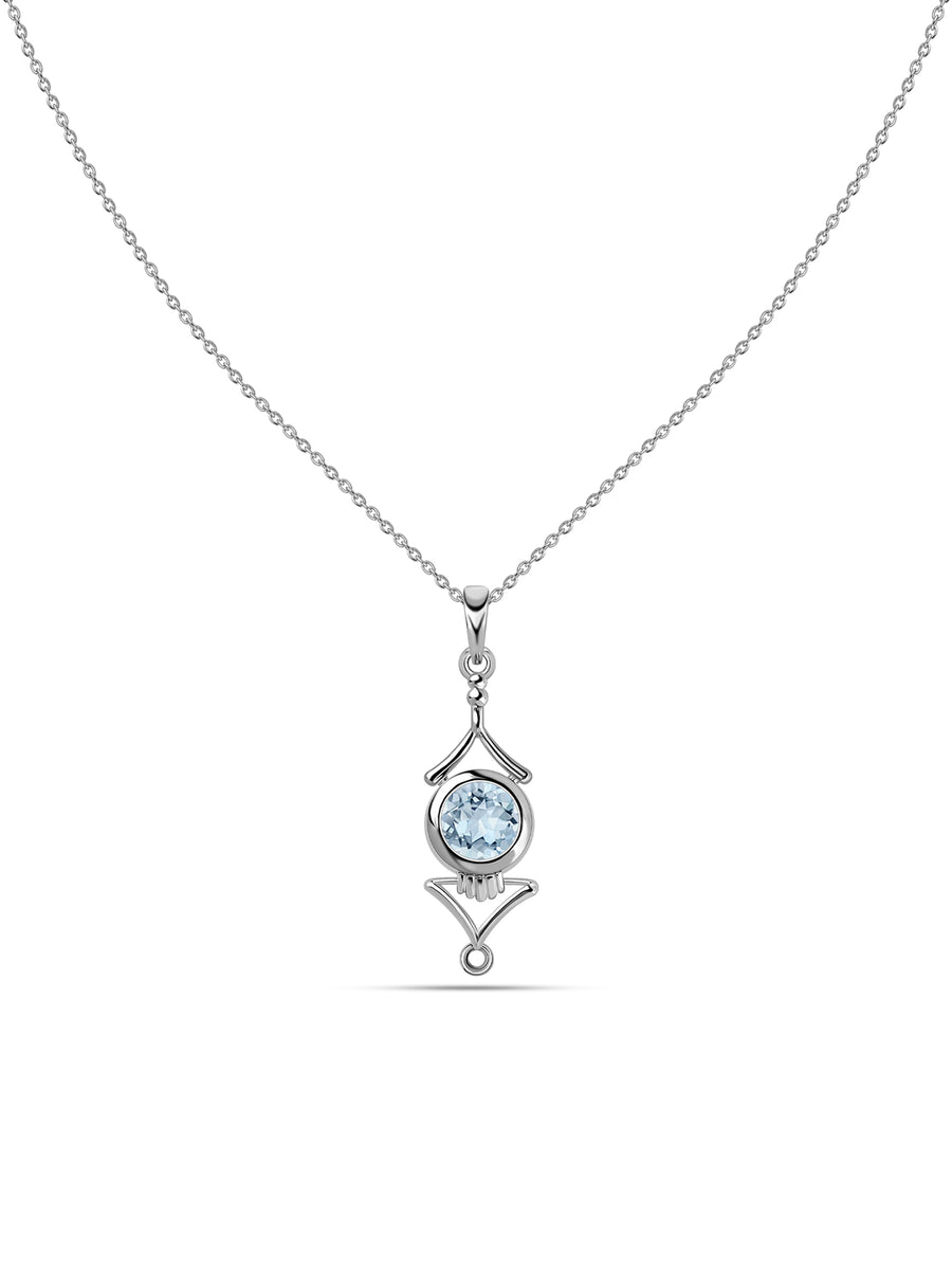 Regal Blue Aquamarine Necklace in Silver