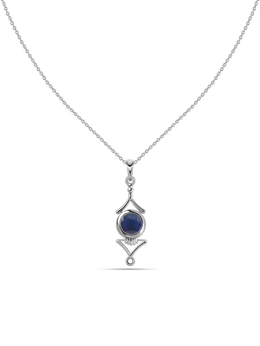 Regal Blue Sapphire Necklace in Silver