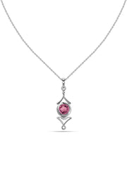 Regal Pink Tourmaline Necklace in Silver