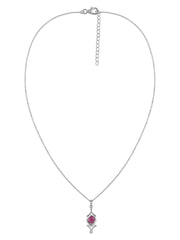 Natural Red Ruby Necklace in Silver