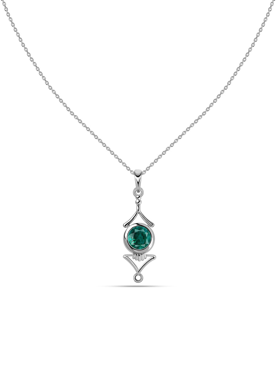 Regal Emerald Necklace in Silver