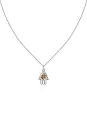 Citrine Hamsa Protection Pendant with Chain