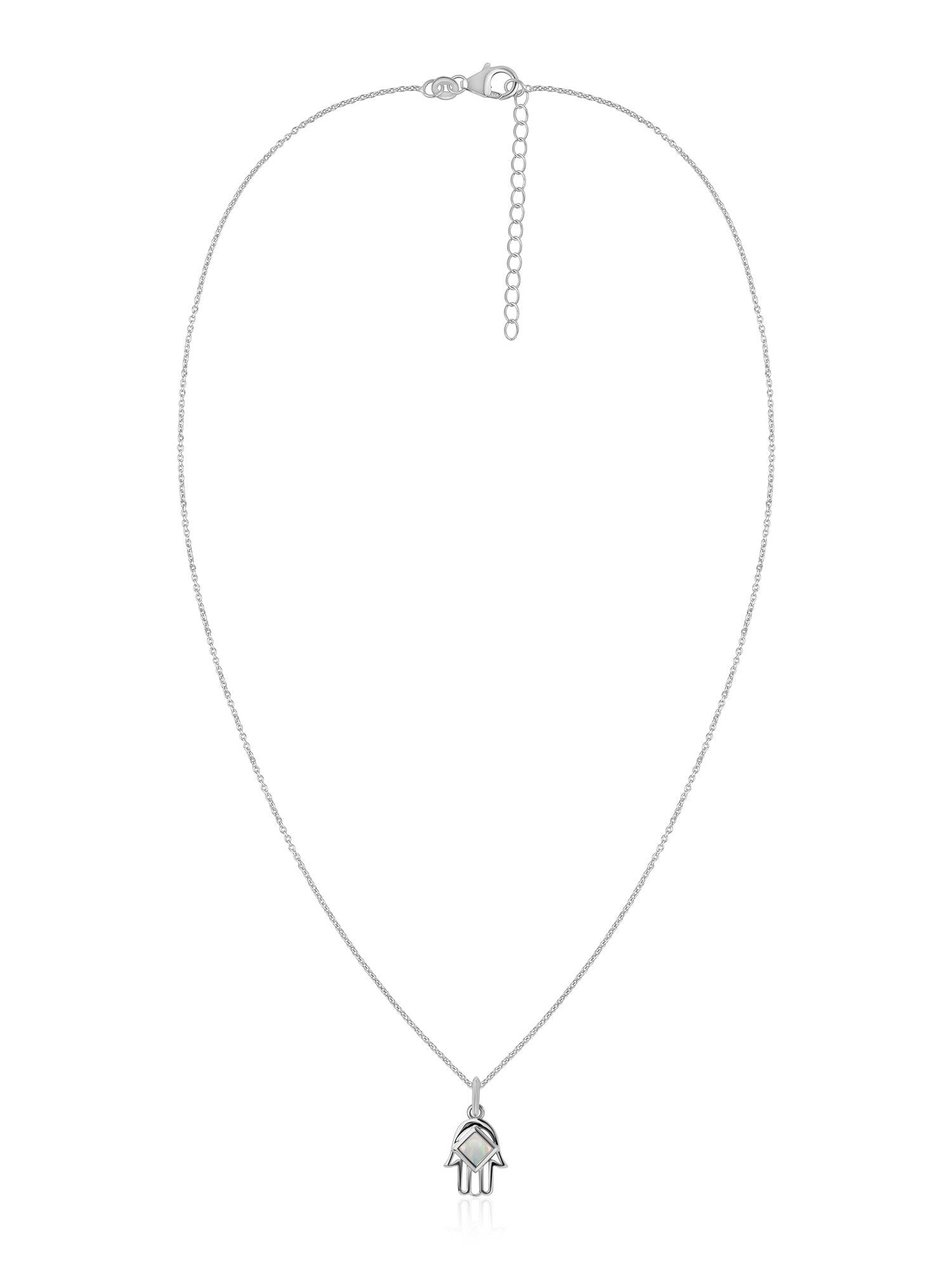 Natural Ethiopian Opal Hamsa Protection Pendant with Chain