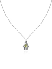 Peridot Hamsa Protection Pendant with Chain