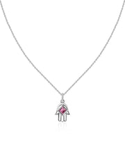 Tourmaline Hamsa Protection Pendant with Chain