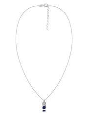 Sapphire Geometric Silver Pendant with Chain