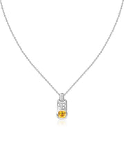 Citrine Geometric Silver Pendant with Chain