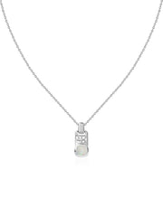 Ethiopian Opal Geometric Silver Pendant with Chain