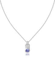 Tanzanite Geometric Silver Pendant with Chain