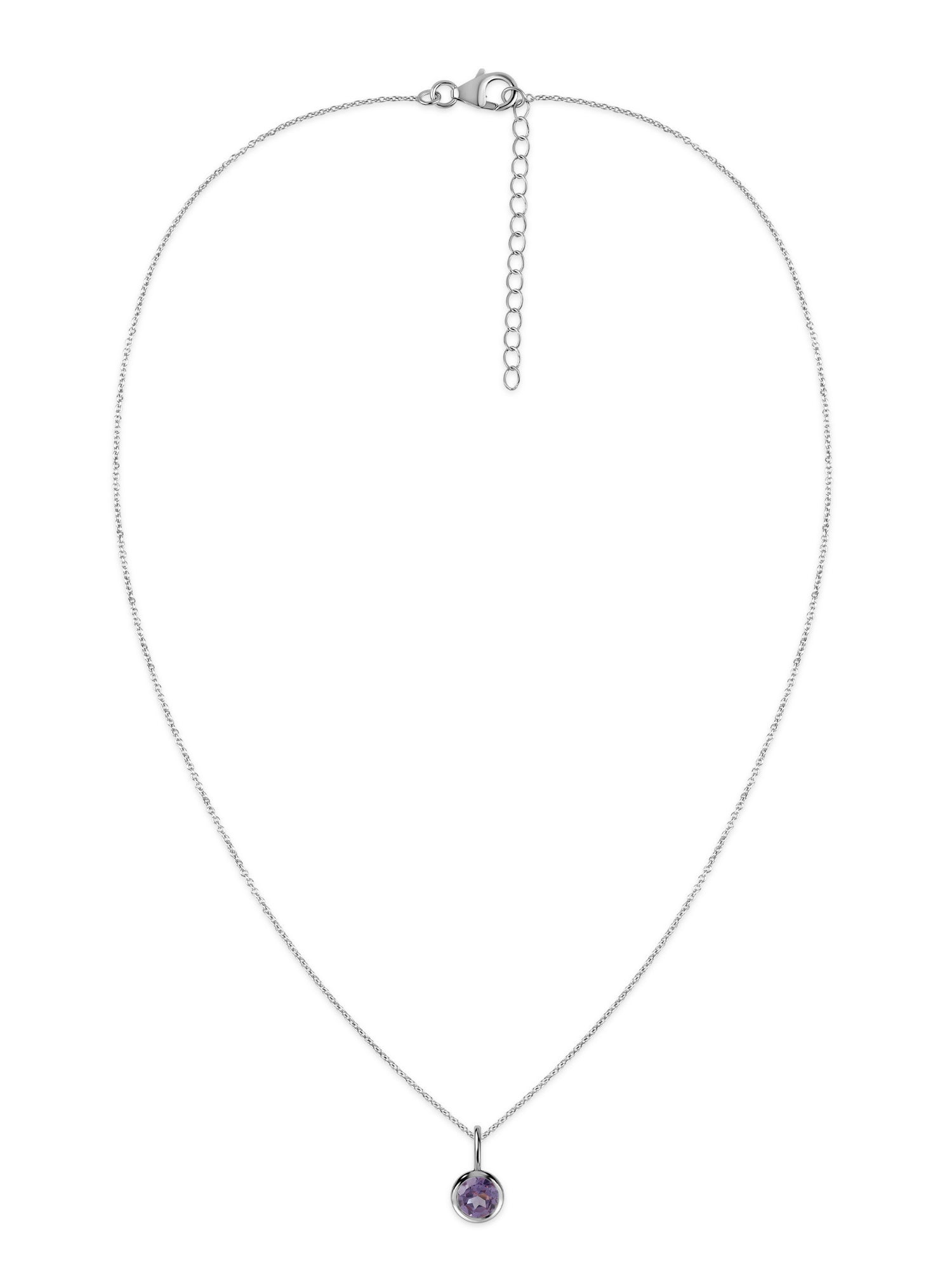 Natural Amethyst Round Solitaire Pendant with Chain