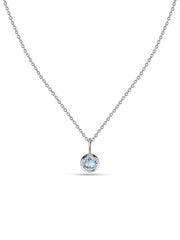 Aquamarine Round Solitaire Pendant with Chain