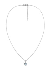 Aquamarine Round Solitaire Pendant with Chain