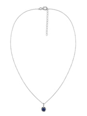 Blue Sapphire Round Solitaire Pendant with Chain