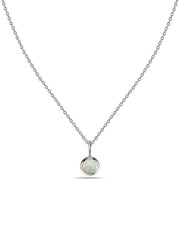 Natural Ethiopian Opal Round Solitaire Pendant with Chain