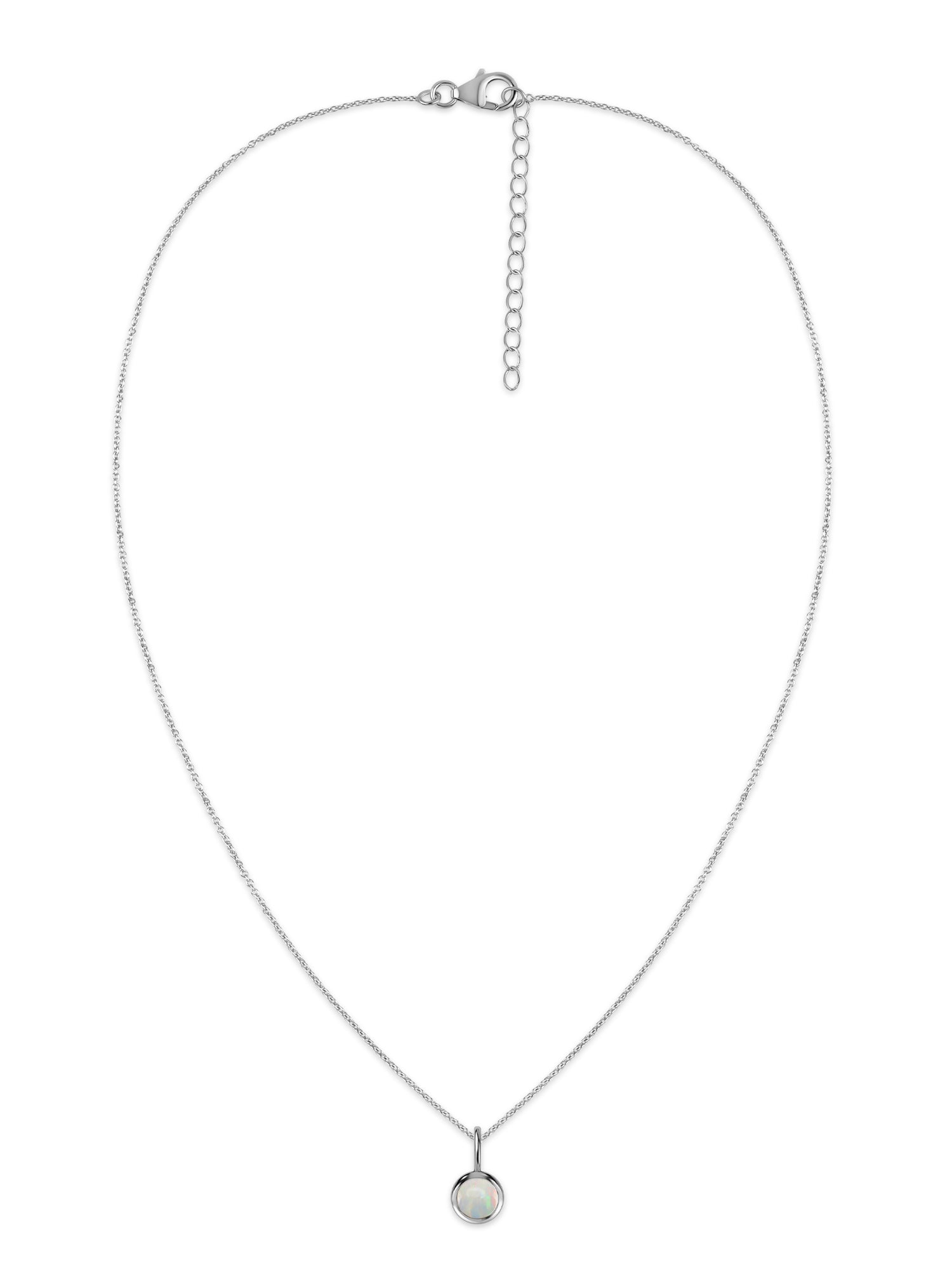 Natural Ethiopian Opal Round Solitaire Pendant with Chain