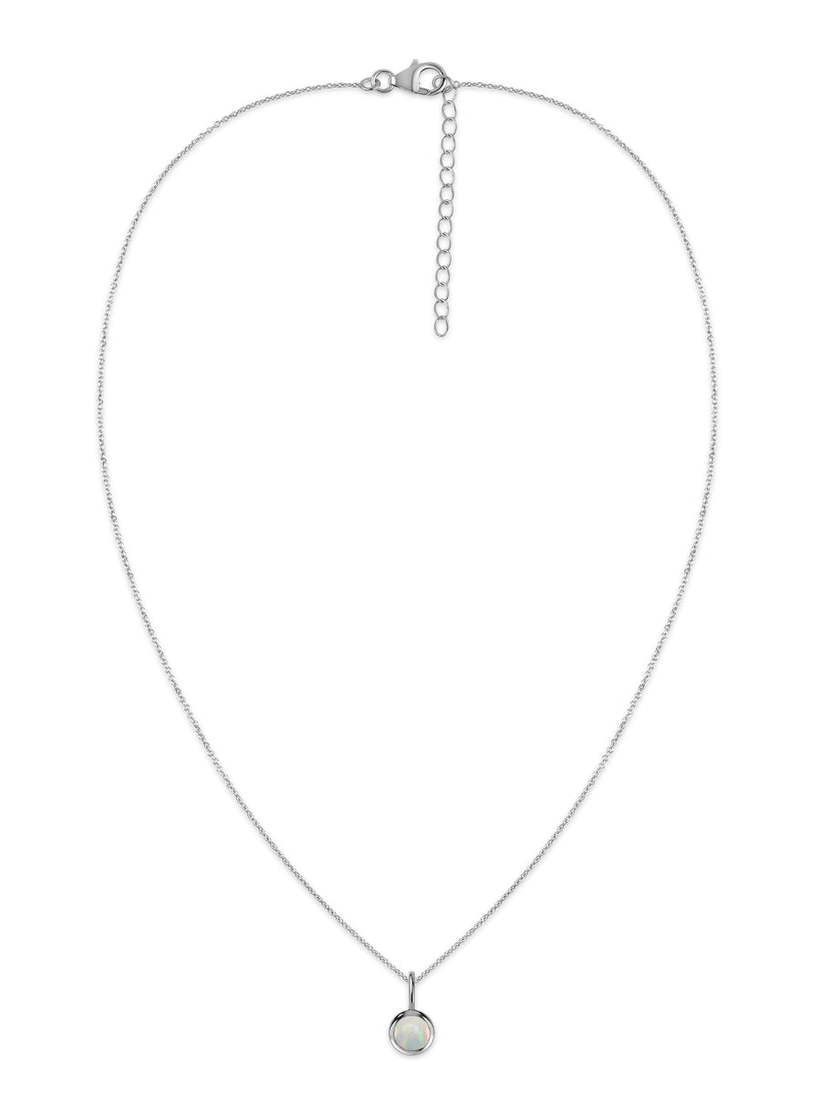 Natural Ethiopian Opal Round Solitaire Pendant with Chain