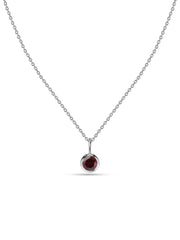 Natural Garnet Round Solitaire Pendant with Chain