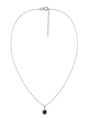 Natural Garnet Round Solitaire Pendant with Chain