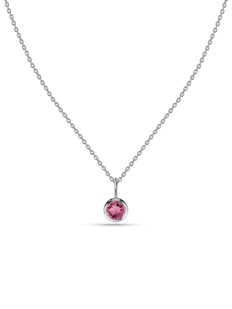 Tourmaline Round Solitaire Pendant with Chain
