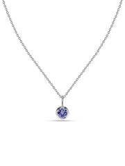 Natural Tanzanite Round Solitaire Pendant with Chain