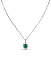 Emerald Round Solitaire Pendant with Chain