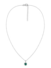 Emerald Round Solitaire Pendant with Chain