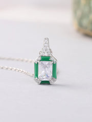 Vintage Green Enamelled Pendant With Chain