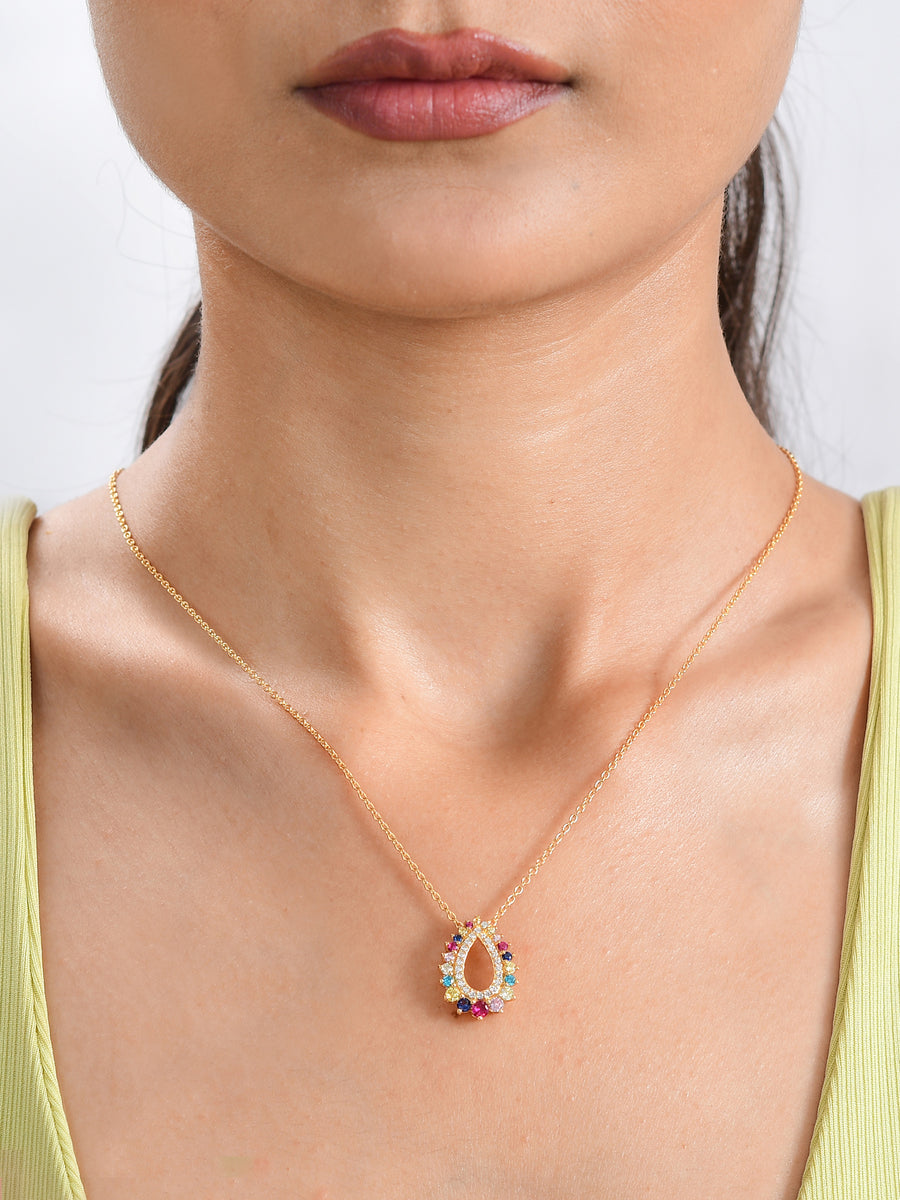 Pear Pops Multicolor Gold Pendant For Women